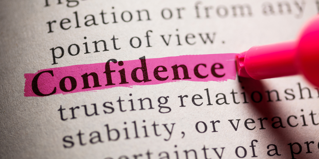 the word 'Confidence' highlighted on a page