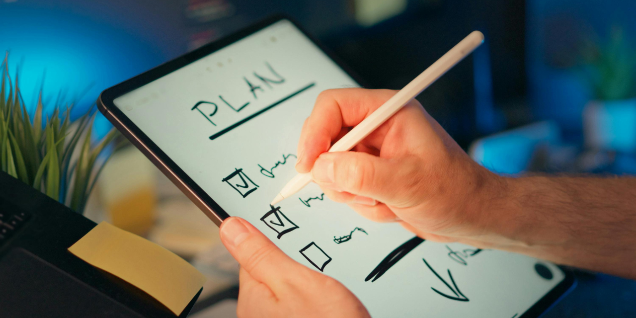 Digital Planning on Tablet with Stylus Pen