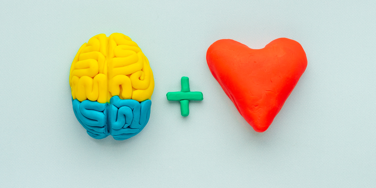 Heart and brain connection. Emotional intelligence concept.